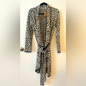 Women’s Michael Stars Wrap Sweater SZ L Blk/ Wht